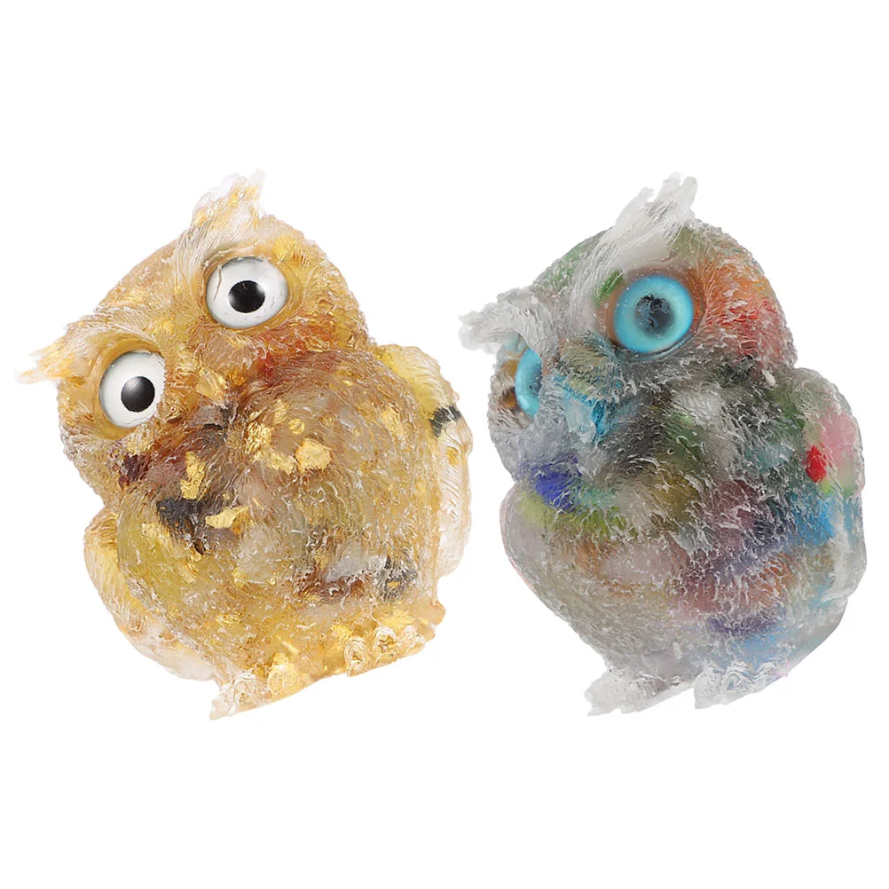 

Owl Figurines Animal Statue Mini Ornament Garden Resin Sculpture Figurine Decoration Dashboard Car Decorations Bonsai Crystal