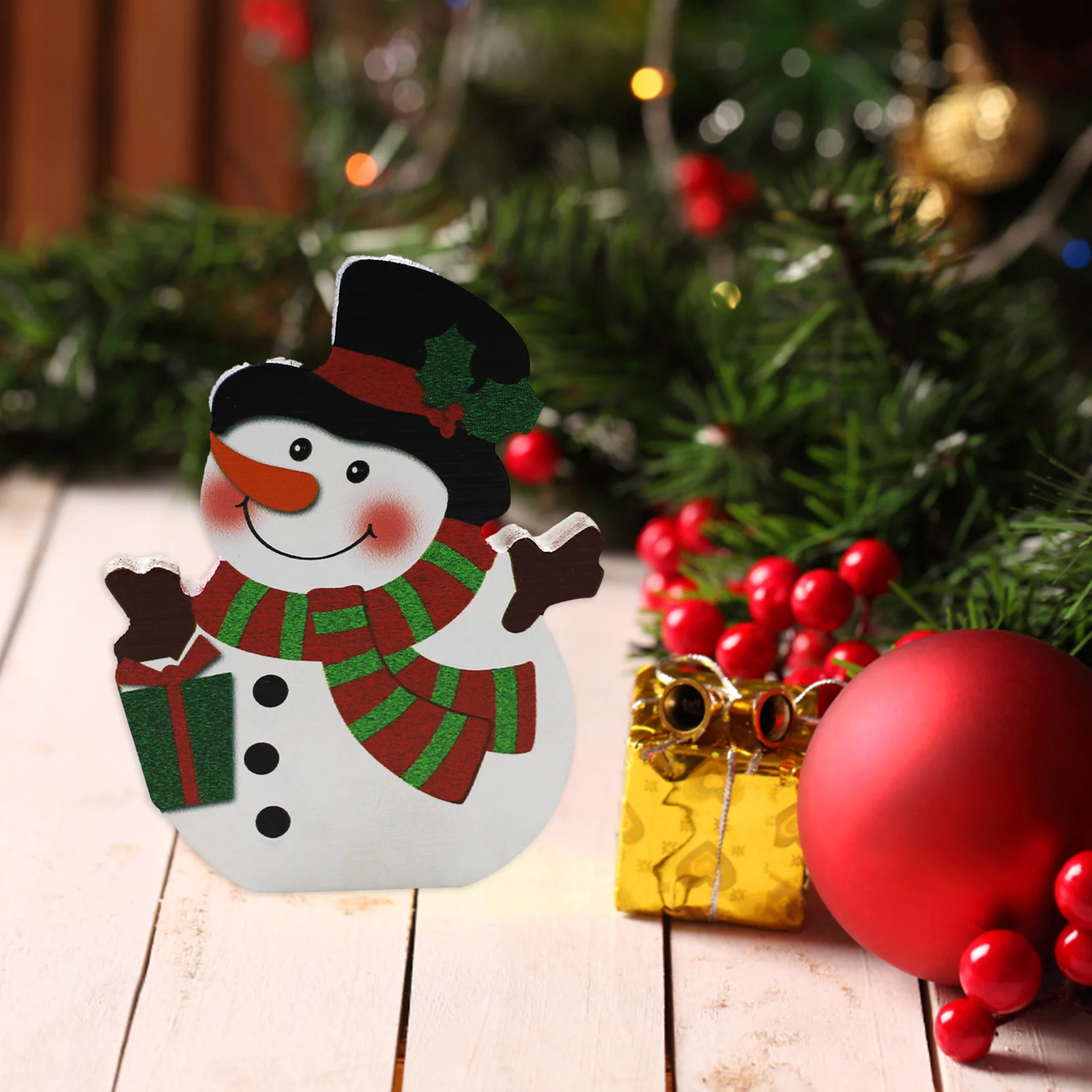 Christmas Ornament Wooden Santa Claus Snowman Statue Wood Crafts Christmas Decoration for home Desktop Decor 2023 New Year Gift