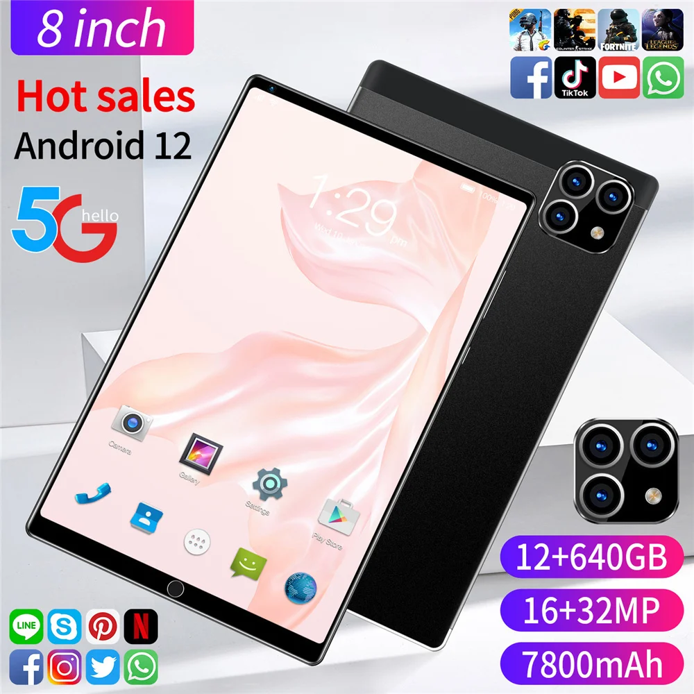 

New 8 Inch Ten Core 8GB+128GB Arge WiFi Tablet Notebook Android 12 PC Dual SIM Dual Camera Bluetooth 4G Call Phone Teclast 2021