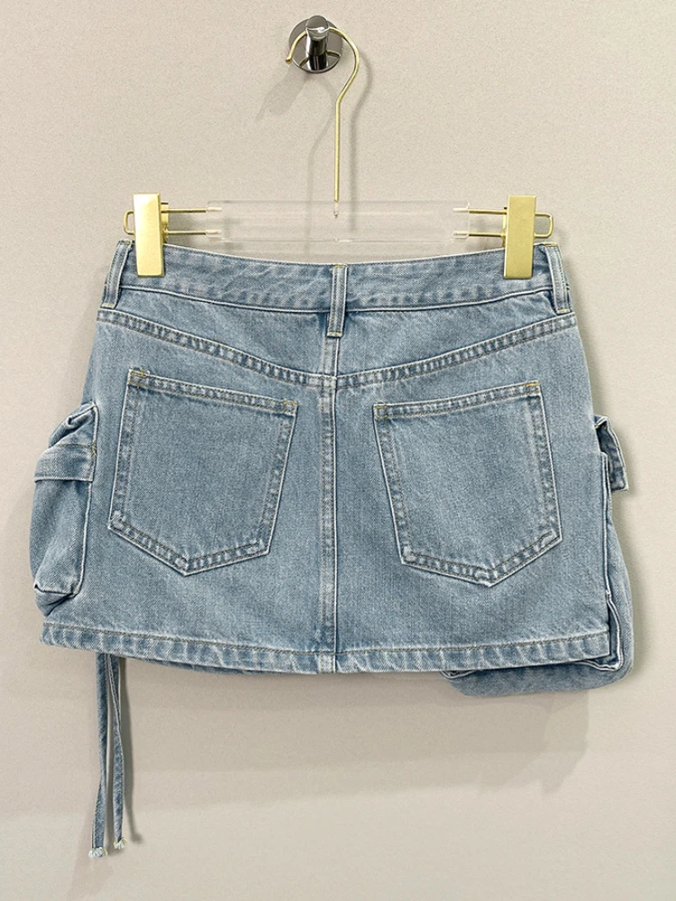 

2023 Summer High Street Sexy Slim Blue Denim Skirts Women Bottoms Streetwear Midnight Jean A-line Skirts Female Baddie Clothes.