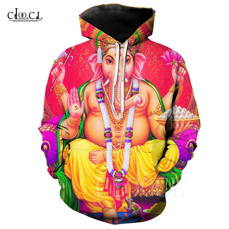 Sudadera con capucha de Lord Ganesha en 3D para hombre y mujer, ropa de calle con estampado de elefante indio, dios de la cabeza, chándal de Animal de Hip Hop