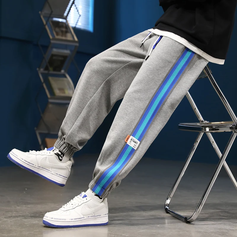 

Spring Summer Loose Knitted Sweatpants Sports Streetwear Casual Full Length Pants Big Size M-3XL Trousers Elastic Waist Joggers