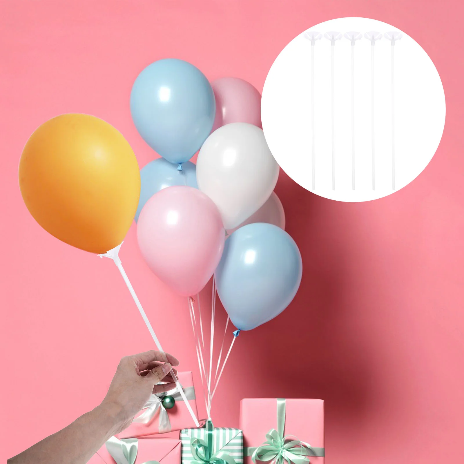 

100pcs Plastic Balloon Sticks Sturdy Plastic Balloon Stand Reusable Party Balloon Sticks for Wedding