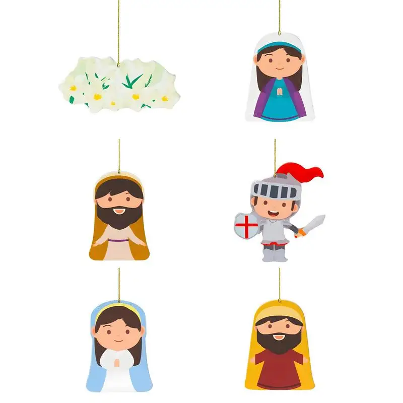 

Easter Ornaments 6PCS Easter Car Pendant 2D Acrylic Hanging Ornament For Tree DIY Crafts Party Favor Home Car Decor