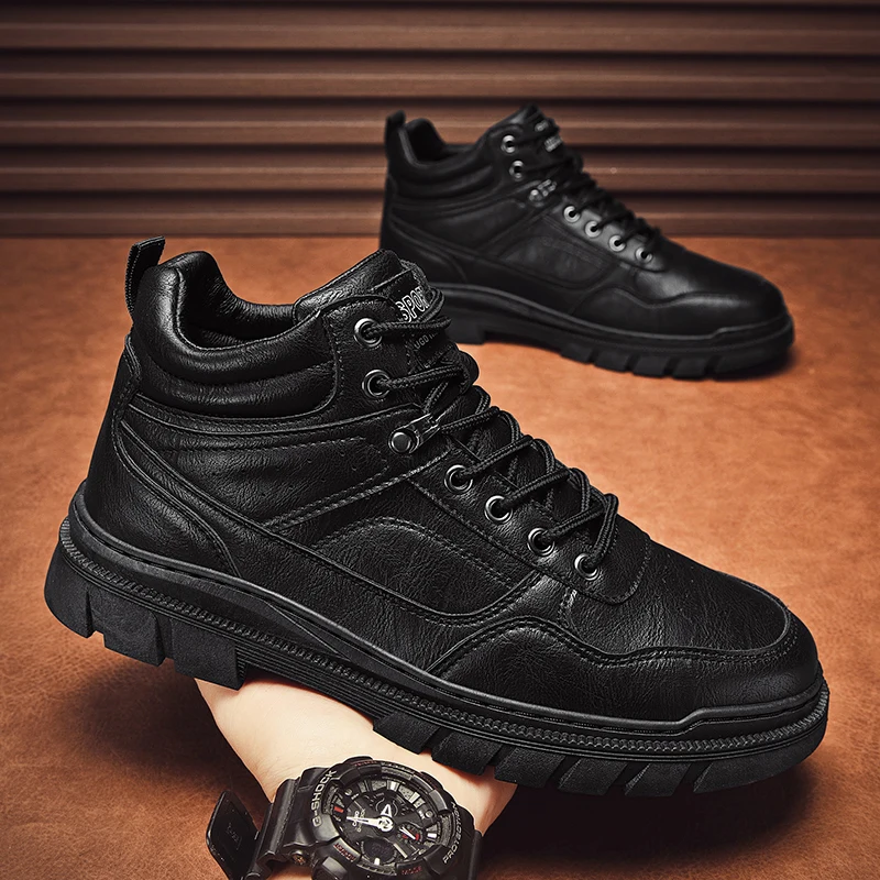 

Ankle Boots Safety Shoes Loafers Men's Autumn Sneakers Leather Shoes Casual Fashion Round Toe Low-top Non-slip New Low-top