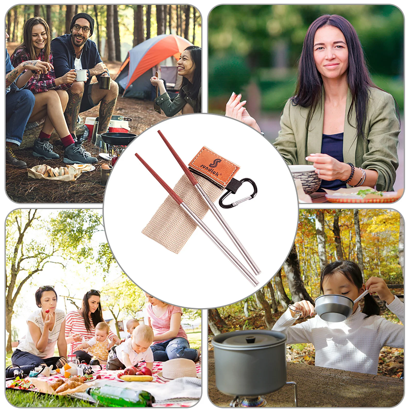 Портативные съемные складные деревянные палочки для еды и сумка альпинизма