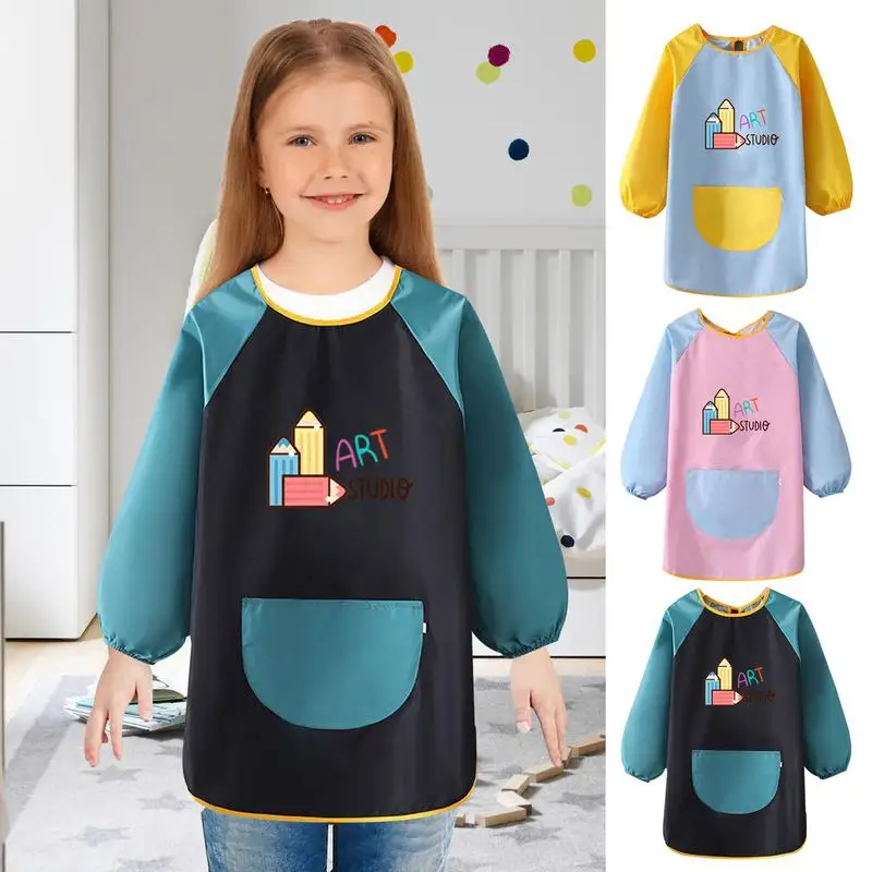 

Платье детское водостойкое с длинным рукавом и мультяшным принтом