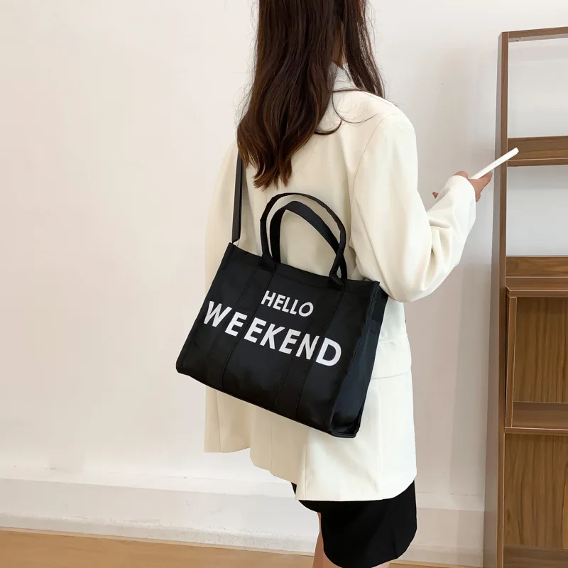 Large Capacity Top-handle Bags For Women Casual Tote Fashion Letter Nylon Crossbody Shoulder Bag Ladies Handbag
