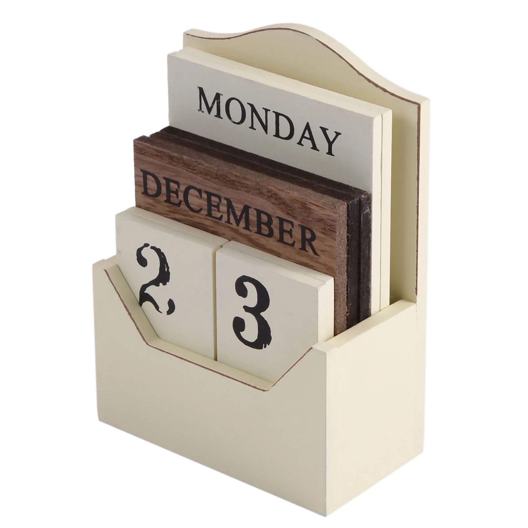 

Wood Desk Calendar Retro Vintage Wood Block Perpetual Calendar Wooden Environmental Office Home Desk Decor Diy-White