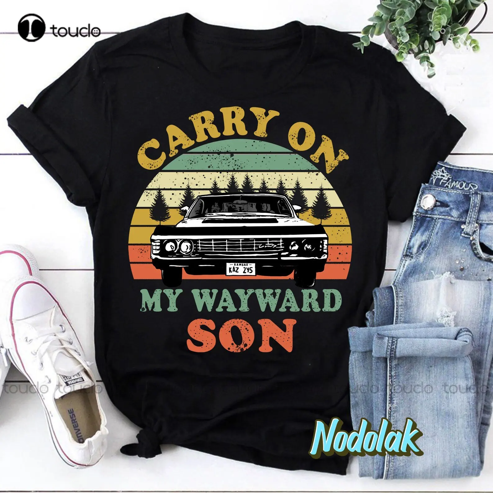 

Carry On My Wayward Son Vintage T-Shirt Abbey Road Shirt Supernatural Shirt Winchester Vintage Shirts For Women Christmas Gift