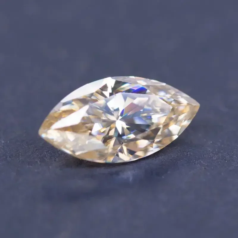 Moissanite Stone Tea Yellow Natural Color Marquise Shape Charms DIY Ring Necklace Earrings Main Materials with Certificate