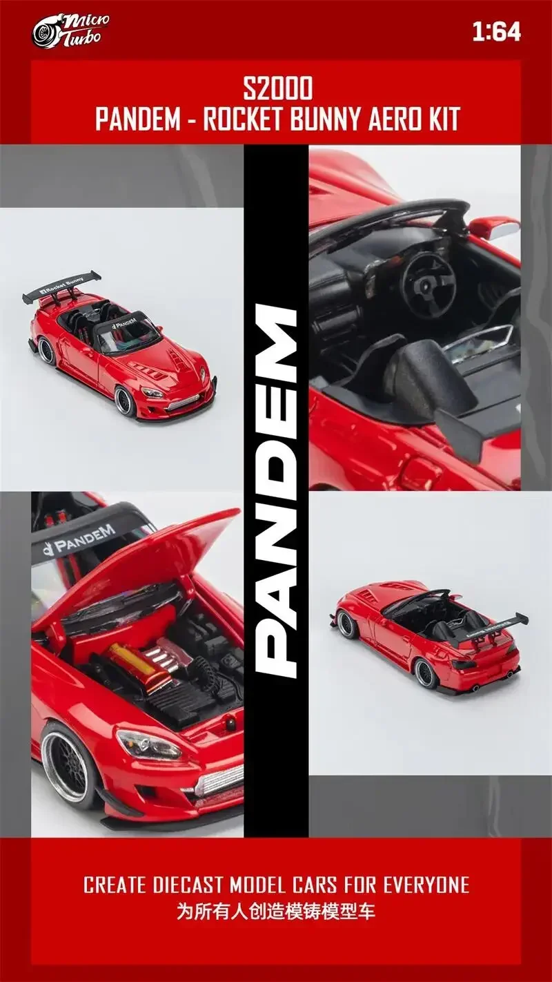 Литая под давлением модель автомобиля Micro Turbo 1:64 S2000 Rocket Bunny Red