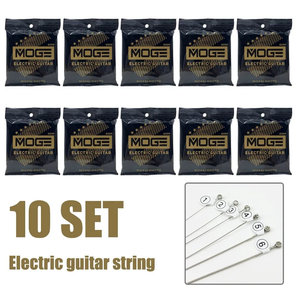 

GE09 Electric Guitar Strings 6pcs Beginner Kids Adults Parts Penetrating Tone Power Rustproof 10 Set Durable Firm