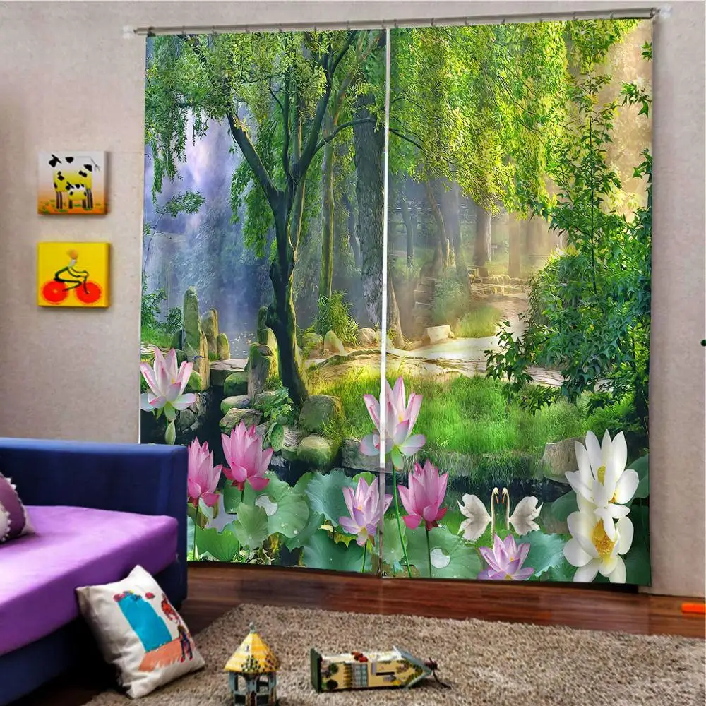 Зеленый лесной парк шторы с затемнением роскошные 3D комплект для спальни