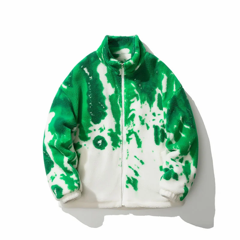 Winter Jacket Men Warm Fashion Tie Dye Thicke Lamb Wool Jackets Mens Streetwear Korean Loose Oversized Short Coat Men Clothes