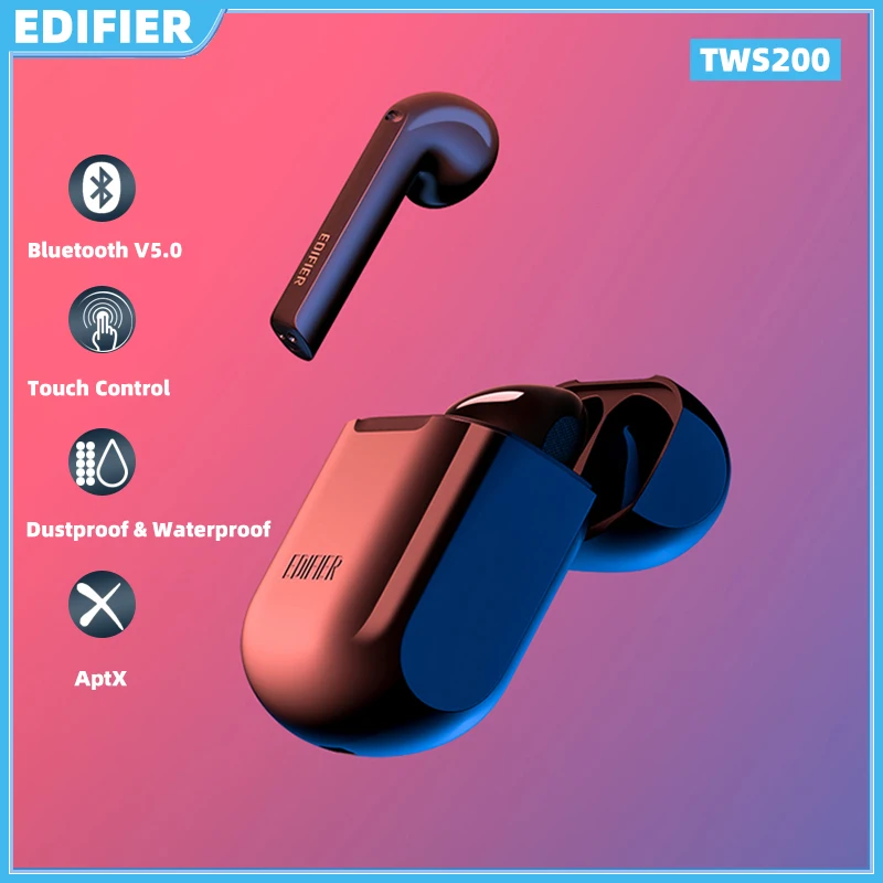 EDIFIER-auriculares inalámbricos TWS200, audífonos con Bluetooth v5.0, códec aptX con...