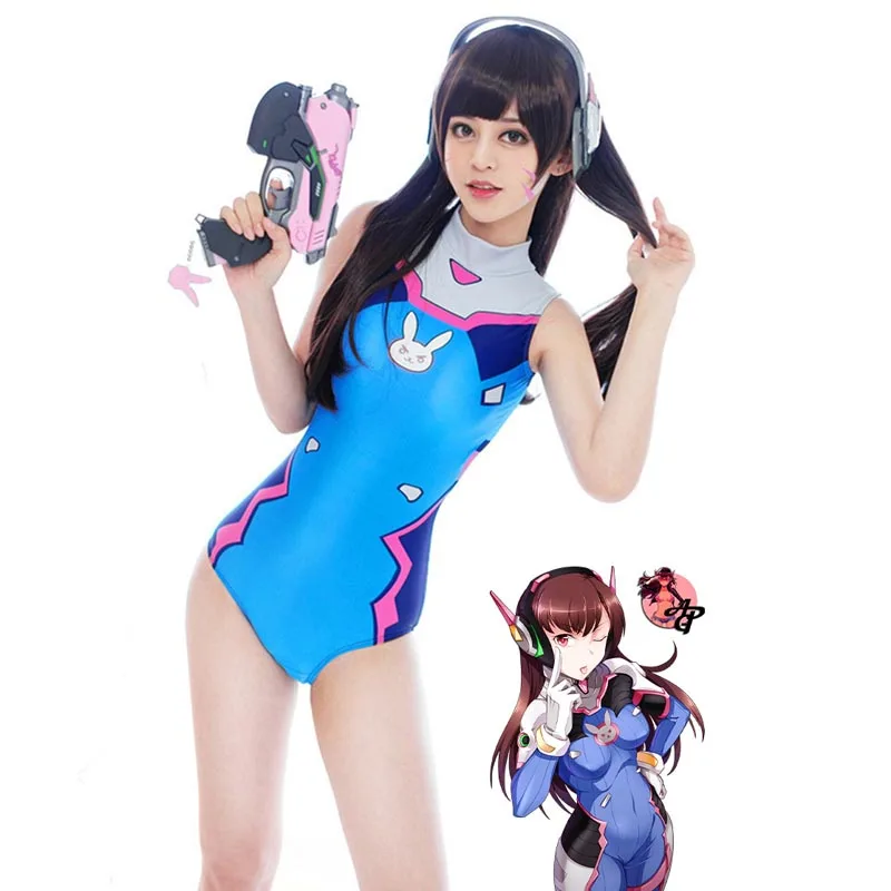 Женское аниме Overwatch Song Hana DVA Косплей нижнее белье Kawaii костюм цельный милый