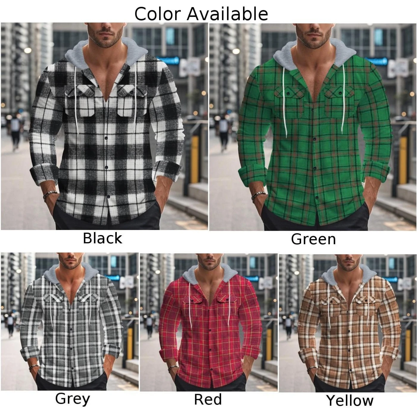 Мужская классическая весенне-осенняя удобная фланелевая клетчатая рубашка с