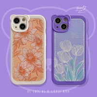ins flowers tulip bear lens protection for girl phone cases for iphone 13 12 11 pro max xr xs max x anti drop soft cover gift