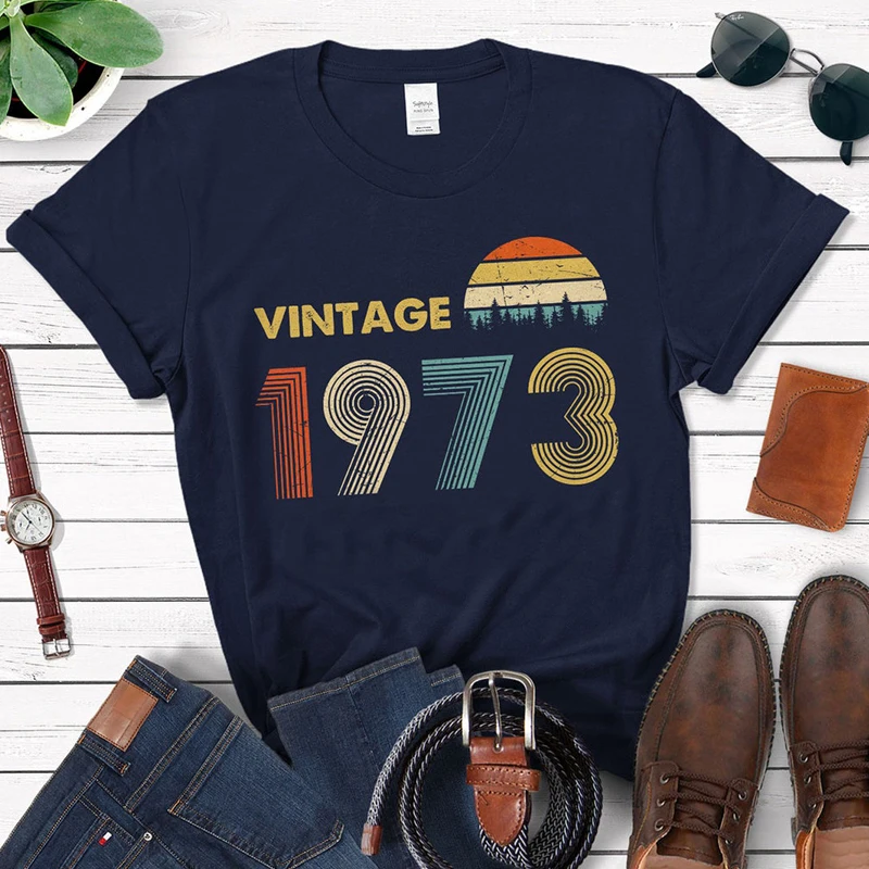 

Vintage 1973 Women T Shirt 49th Birthday Gift Idea for 49 Years Old Dad Grandpa Mom Grandma Unisex 70s Retro Classic Tshirt