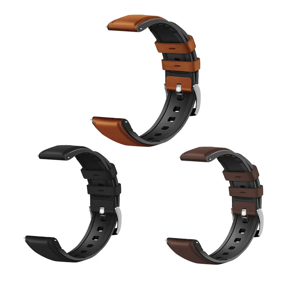 20mm 22mm Leather+Silicone Watch Strap For Huawei Watch GT2e GT2 42mm 46mm Smartwatch Band Samsung Gear S3 Active2 40mm 44mm
