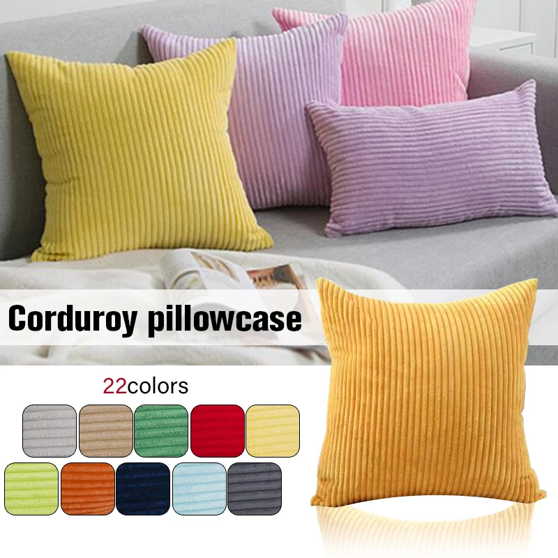 45x45/30x50cm Nordic Soild Color Striped Corduroy Cushion Cover Sofa Car Decor Throw Pillow Case Home Hotel Office Pillow Cover