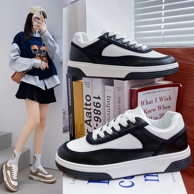 

Platform Shoes for Women Sneakers White Flats Spring Autumn PU Leather Comfort Casual Shoes Woman Vulcanize Shoes Tenis Feminino