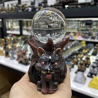 cs14 nine tailed fox crystal ball resin base shpere display stand beautiful cute crafts ornaments gift suitable for 4 10cm ball