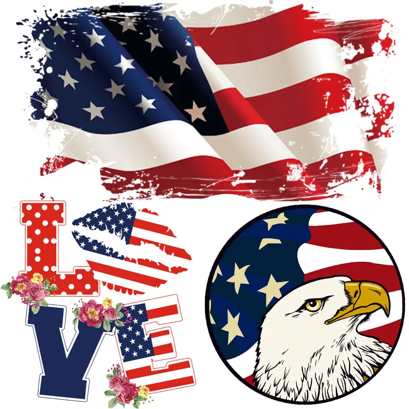

Us Flag Usa Patch Clothing Thermoadhesive Patches on Clothes Iron-on Transfers Custom American Flag Lips Stickers for T-shirts