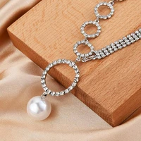 temperament and fully jewelled big ring pearl necklace female lock necklace bone chain net red neck band simple wholesale collar