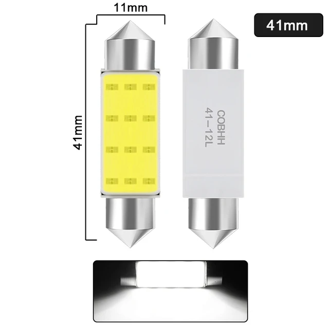 1 / 4 / 10 C10W C5W LED COB Feston 31mm 36mm 39mm 41 / 42mm 12V Белая лампочка для внутреннего чтения 6500K 12SMD