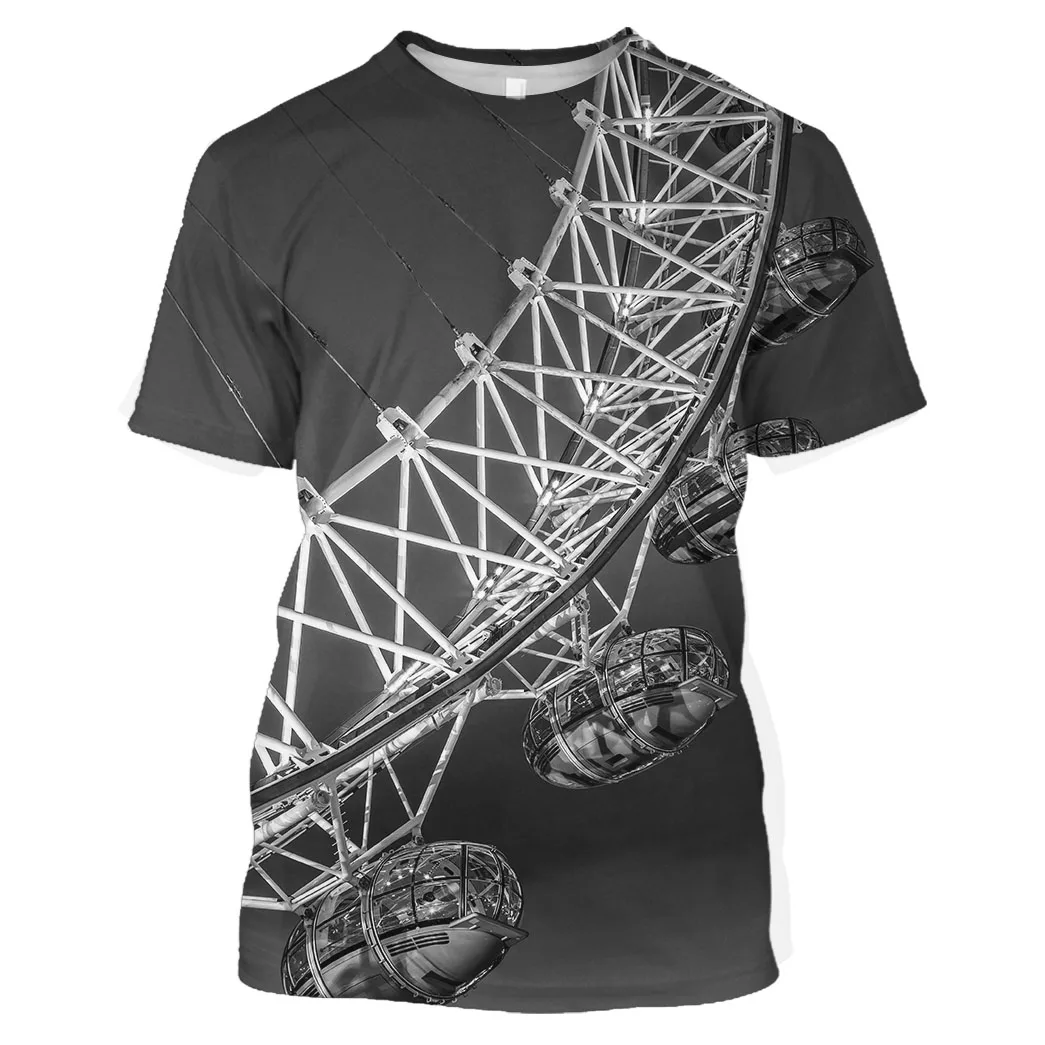 

Jumeast Men 3D Graphic T Shirt Oversized Printed T Shirts For Men Clothing Streetwear Fashion Merchandise Ferris Wheel Boy Tops