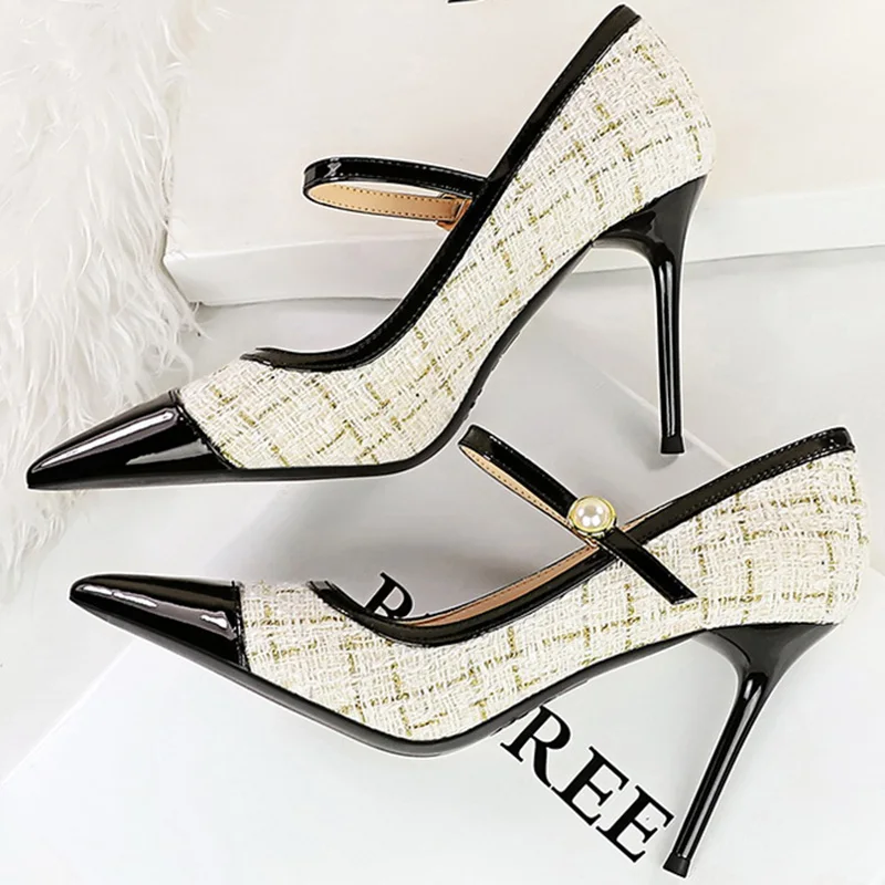 Туфли-лодочки BIGTREE женские туфли на высоком каблуке 9 5 см 7 с острым носком