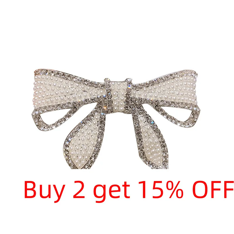 Elegant Crystal Barrettes for Women Pearls Paved Hair Clips Metal barrettes Bowknot Headdress Accessories Jewelry Gift 2021 | Украшения и