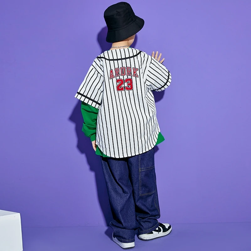 Весенняя одежда для мальчиков-подростков в стиле хип-хоп белый полосатый жилет с