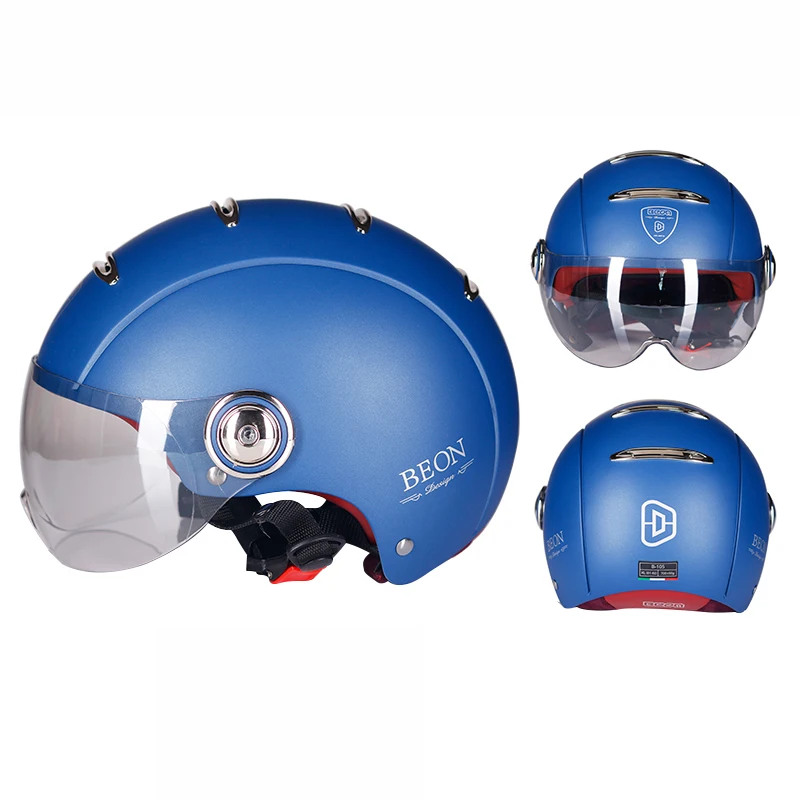 

BEON для мужчин и женщин, летний винтажный мотоциклетный шлем на половину лица, ретро шлемы Casco B105