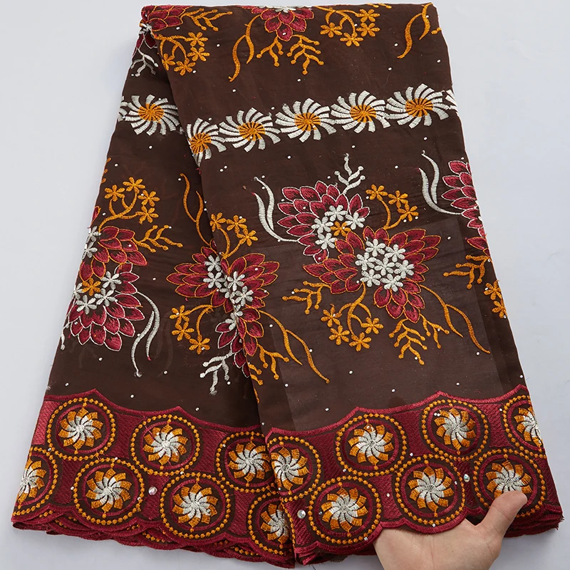 

Нигерийская хлопковая кружевная ткань с бисером, швейцарская вуаль, хлопок 2022, вышитые цветы, африканская сухая кружевная ткань для платья, ...