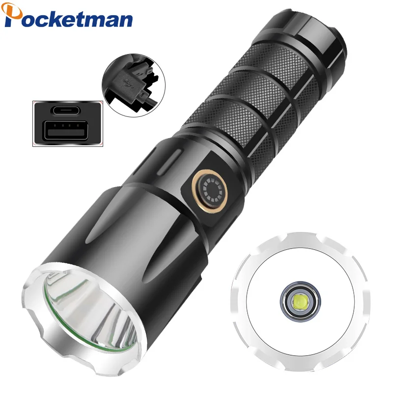 

Portable Brightest Led Flashlight XHP50 Work Torch Zoom Usb Chargeable Torch Light 18650 26650 Battery Lantern for Camping