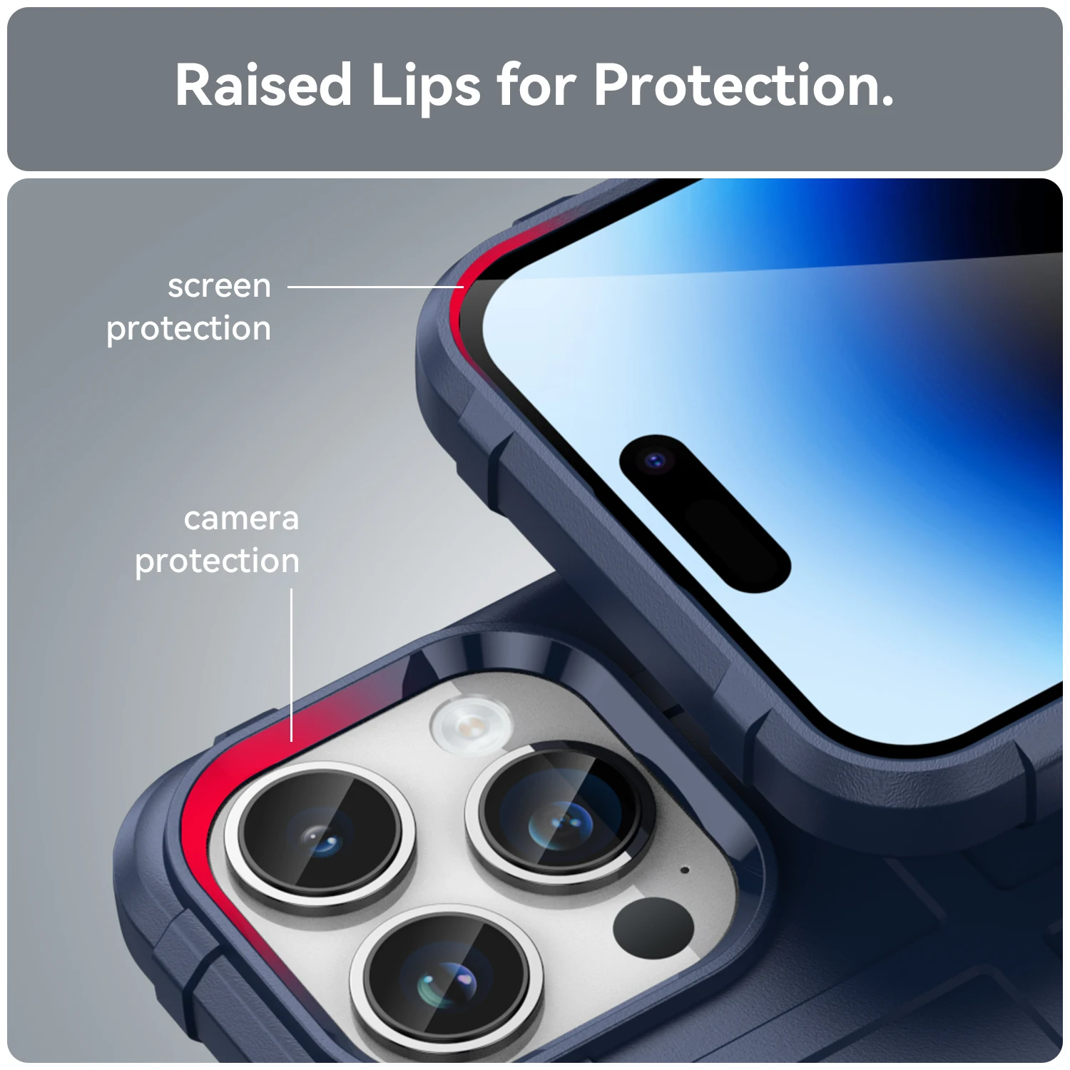 Blue Rugged Shield Shockproof Armor Case For iPhone 14 Pro Protection Case Back Cover