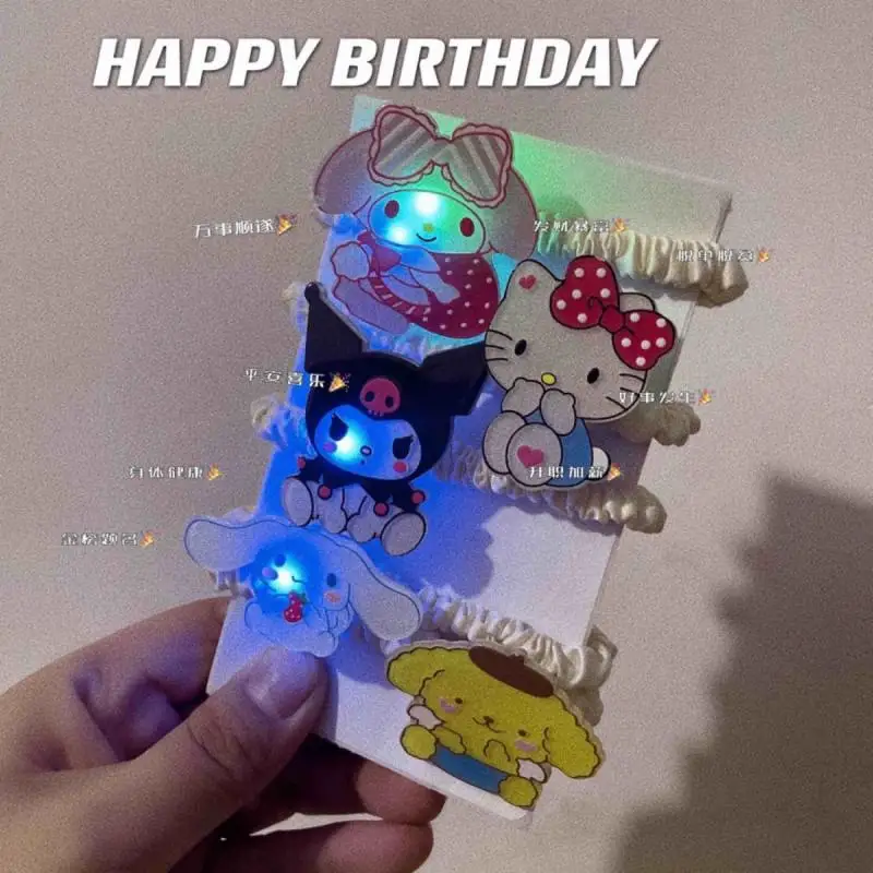 

Kawaii Мультфильм Sanrios светящаяся заколка для волос Hellokittys koomi Melody Cinnamoroll милый головной убор для девочек повязка на голову Аниме подарок кукла ...