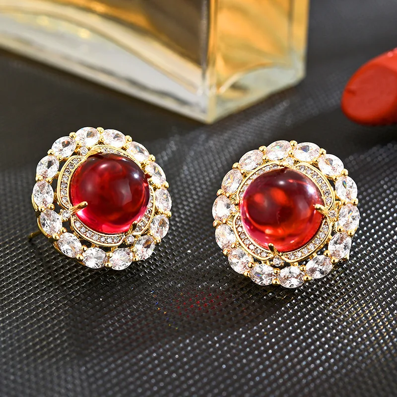 

Senior Red Series Earrings 925 Silver Needle Era Chic Earrings Retro Dress Accessories Women Free Shipping