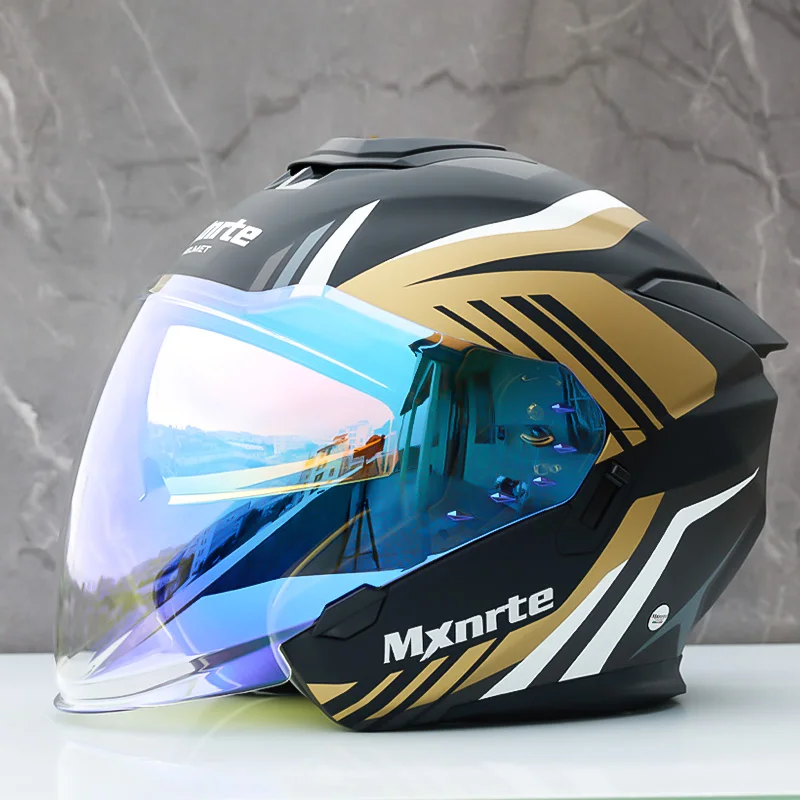 ECE одобренный Mxnrte Gatling черный золотой шлем для мужчин и женщин полушлем с двойными
