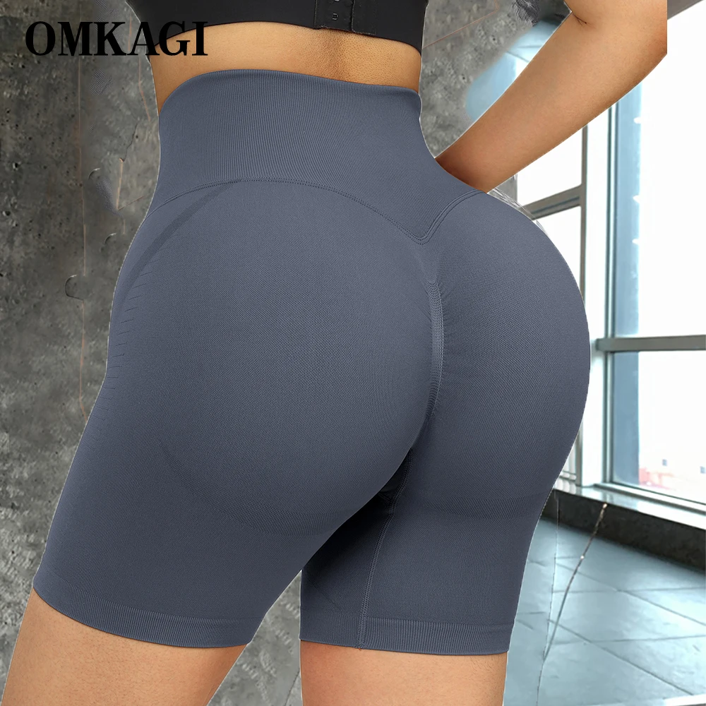 OMKAGI Высокая талия Йога Спортивные шорты женские летние разделяющий ягодицы