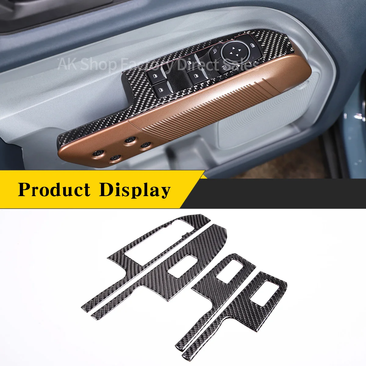 

For Ford Maverick 2022 Soft Carbon Fiber Car Glass Lift Switch Frame Decorative Panel Sticker Car Interior Accessories 4 Pcs