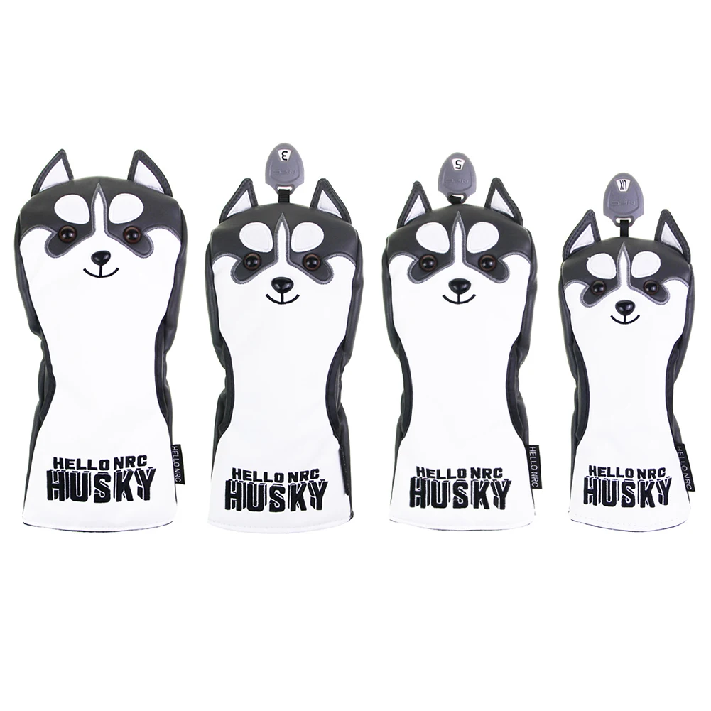 

Golf Headcover Cute Husky Golf Club Head Cover for Driver Fairway Hybrid Putter PU Leather Protector Sports Equipment