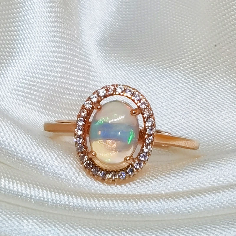 

MeiBaPJ Natural Opal Gemstone Fashion Ring for Women Real 925 Sterling Silver Charm Fine Jewelry