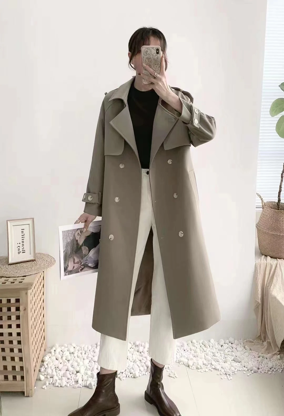 New korean design women's 2022 comfortable loose  trench overcoats  ladies warm windproof raincoats