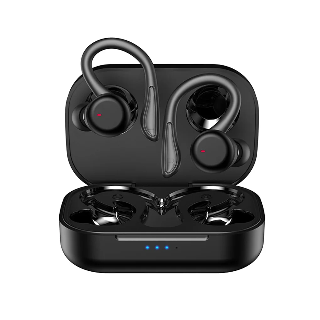 

Bluetooth-compatible Headphone Waterproof Charging Box Sport Running Riding Video Earbuds Pocket Travel Headset Pink