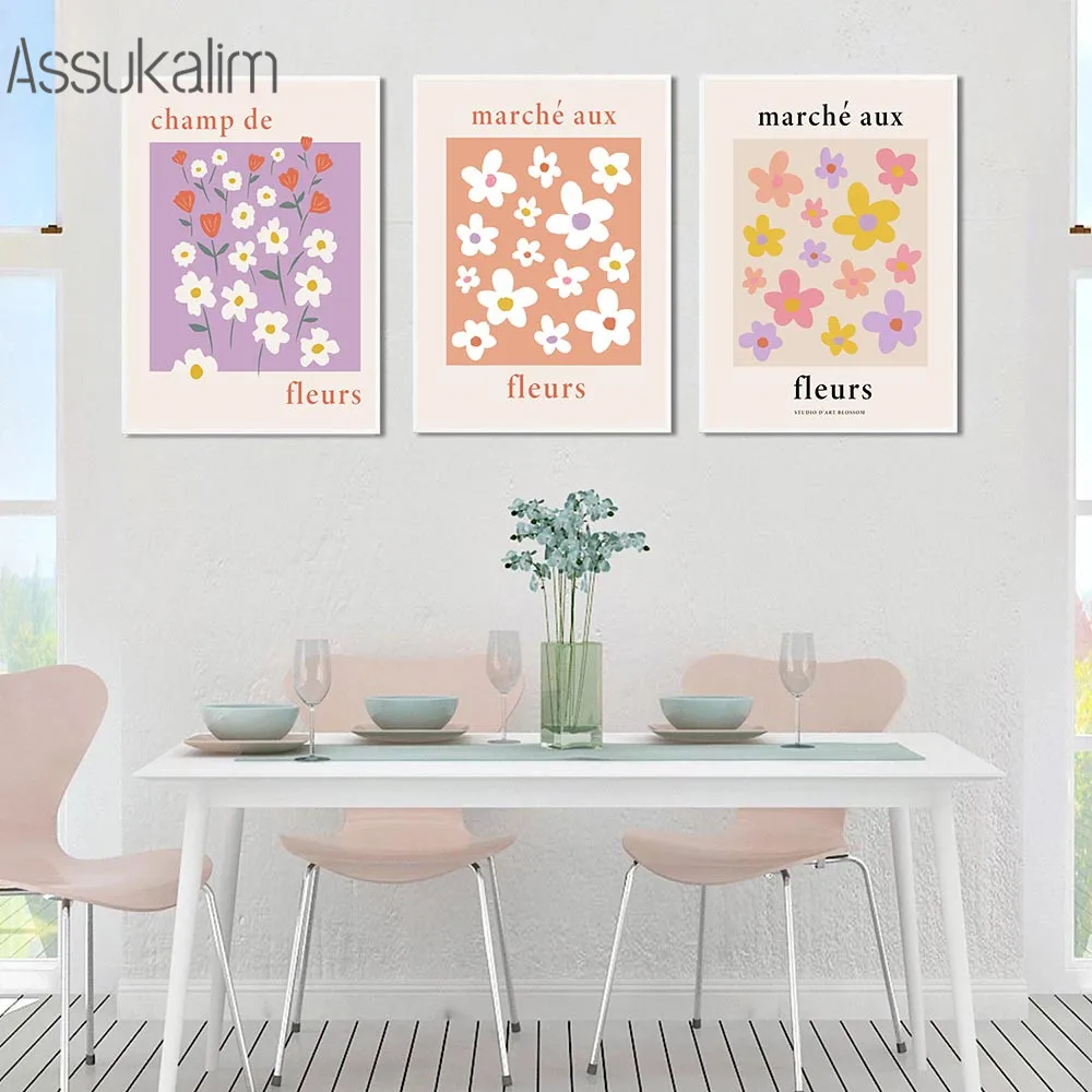 

Vintage Canvas Painting Flowers Wall Poster Abstract Art Mural Aesthetic Art Prints Nordic Art Pictures Living Room Decoration