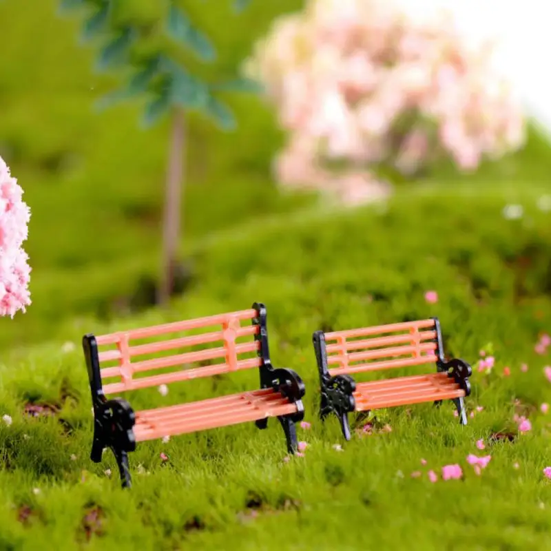 

1PC Park Bench Miniatures Moss Succulent Arrangement Garden Bonsai Model Chair Settee For Dollhouse DIY Craft Home Decoration
